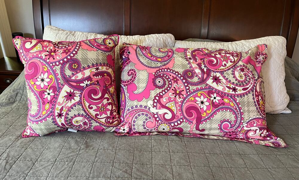 Vera Bradley Paisley meets Plaid Pillow sham & throw pillow Hot Pink